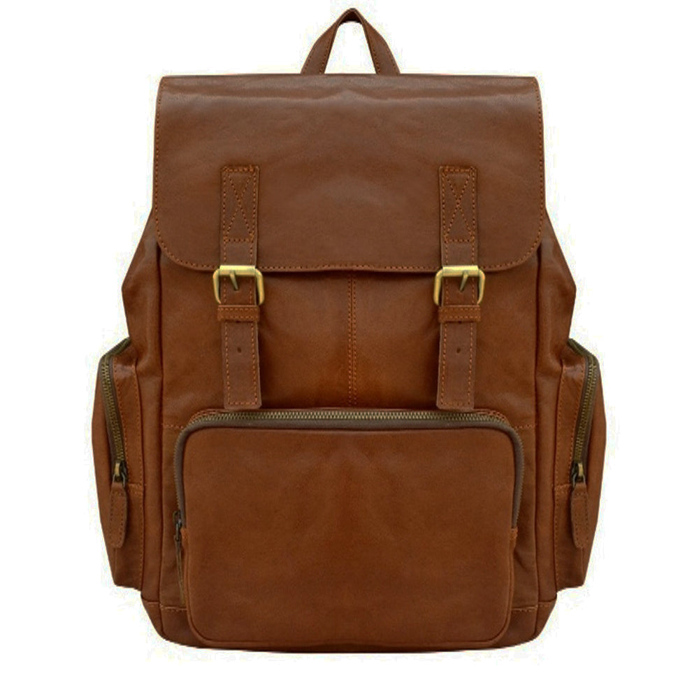 double buckle leather backpack Leather Backpack