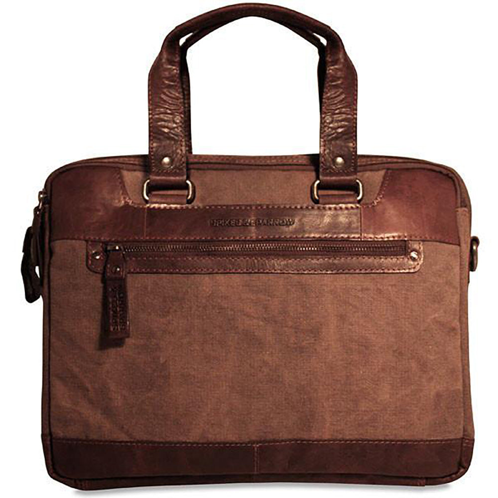 Brown leather briefcase on a white background