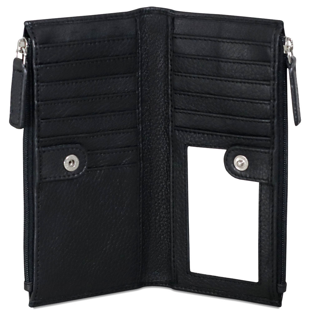 Jack Georges SOHO Slim Zippered Wallet #1717 Black Open