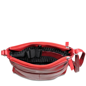 Jack Georges SOHO Zippered Crossbody Bag #1832 Red Interior Open Empty