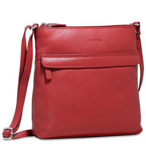 Jack Georges SOHO Zippered Crossbody Bag #1832 Red Front Right Side