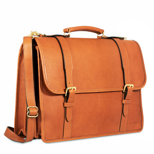 University Executive Leather Briefcase #2499 Tan Right Front