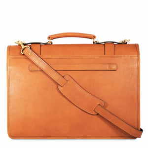 University Executive Leather Briefcase #2499 Tan Back