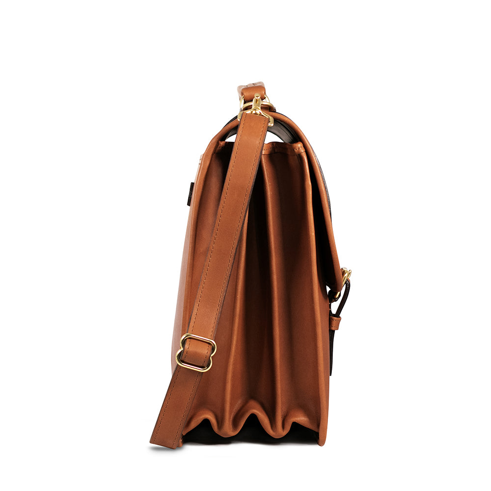 University Executive Leather Briefcase #2499 Tan Right Side