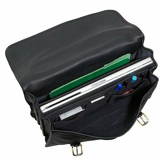 University Executive Leather Briefcase #2499 Black Interior