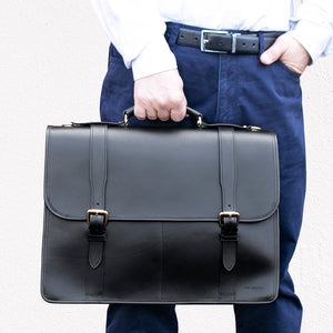 University Executive Leather Briefcase #2499 Black Lifestyle 2
