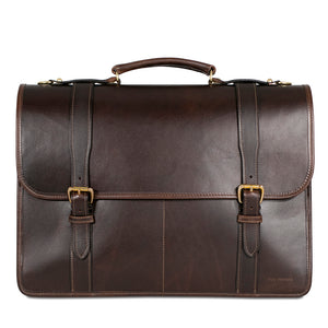 University Executive Leather Briefcase #2499 Brown Front