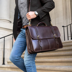 University Executive Leather Briefcase #2499 Brown Lifestyle 2