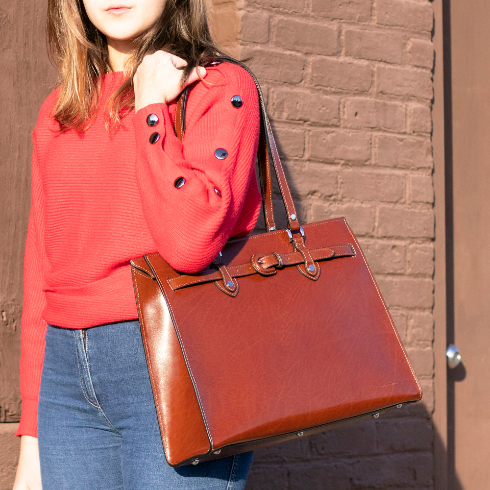 Milano Alexis Business Tote #3886 Cognac Lifestyle 3