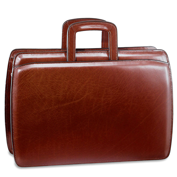 Leather Briefcase by Yorn Boutique Burgundy Brown Gol… - Gem