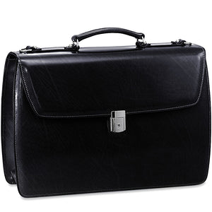 Elements Professional Leather Briefcase #4402 Black Right Front