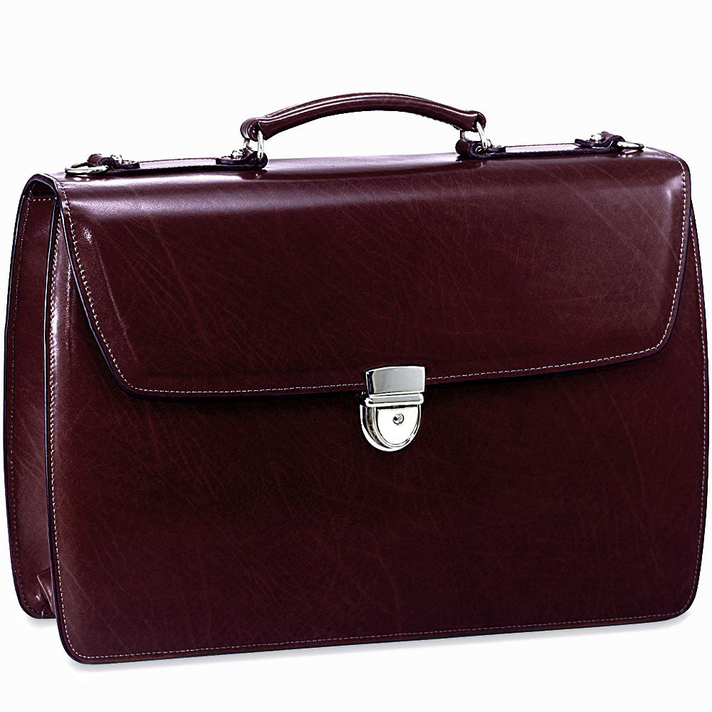Hartmann Portfolio Briefcase in Burgundy Leather With 
