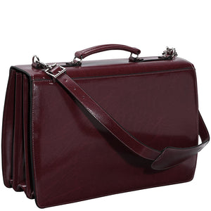 Elements Executive Leather Briefcase #4403 Burgundy Left Back