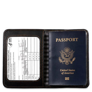 Voyager Passport Cover w/Vaccine Card Holder #7007 Black Open