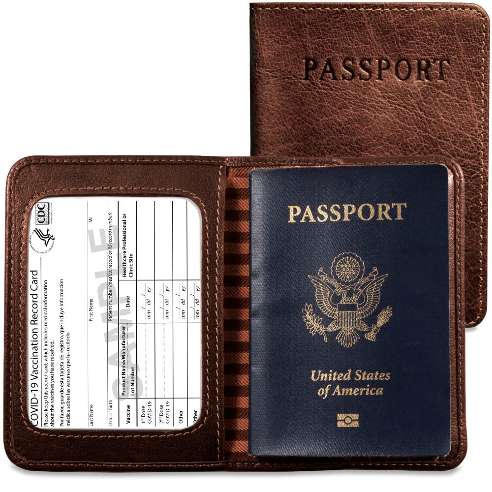 Voyager Passport Cover w/Vaccine Card Holder #7007 Honey
