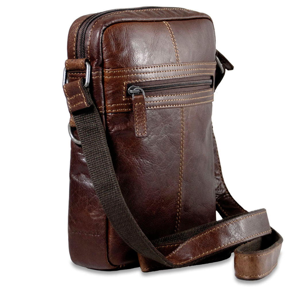 Voyager Slim Zippered Crossbody #7203 Brown Left Back