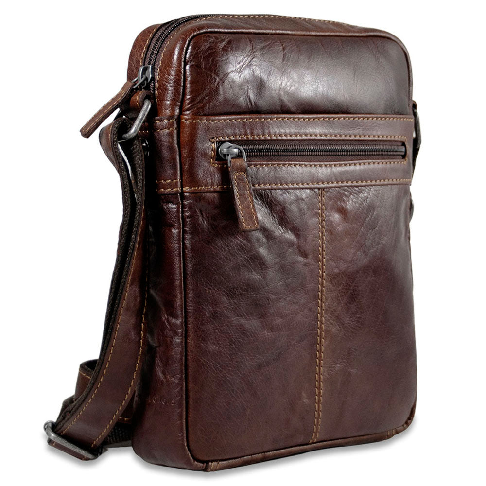 Voyager Slim Zippered Crossbody #7203 Brown Right Front