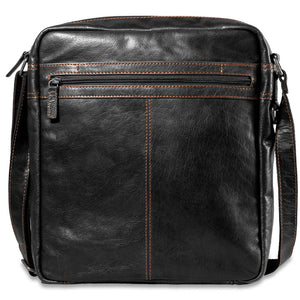 Voyager Large Zippered Crossbody Bag #7206 Black Front