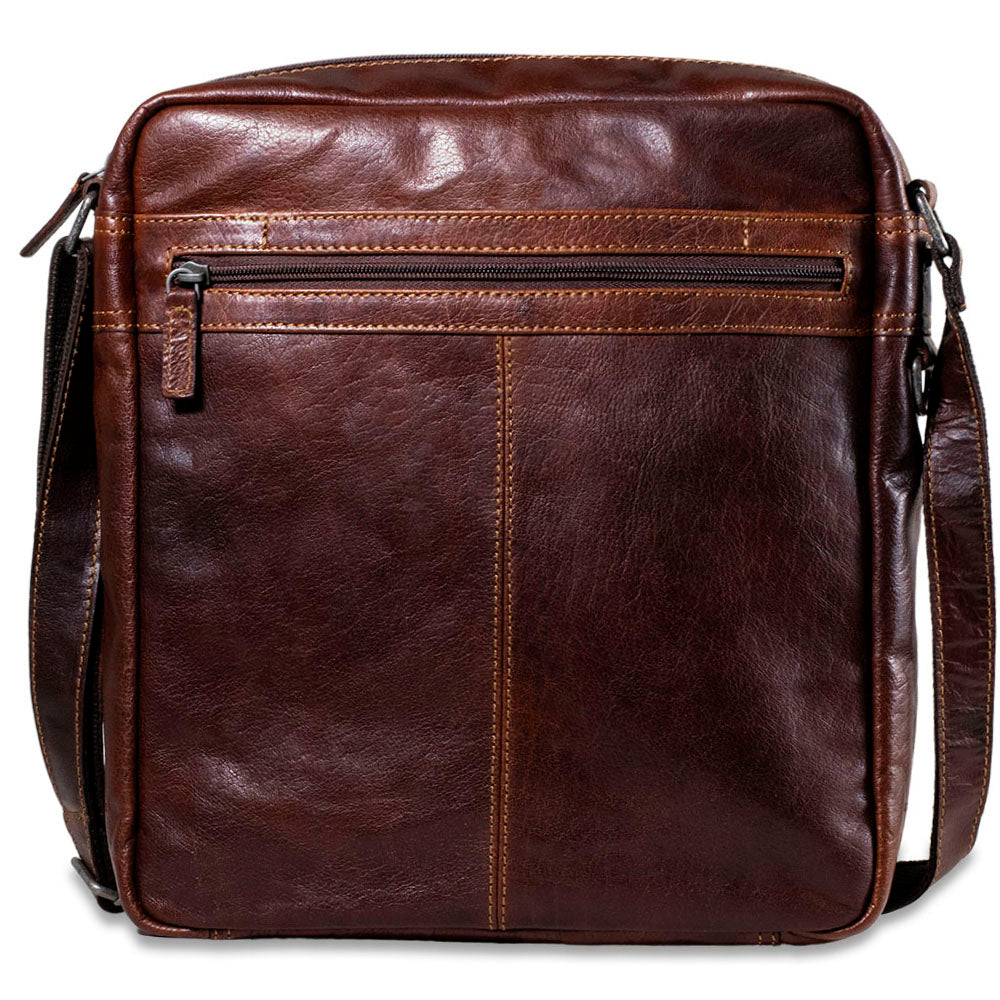 Voyager Large Zippered Crossbody Bag #7206 Brown Front