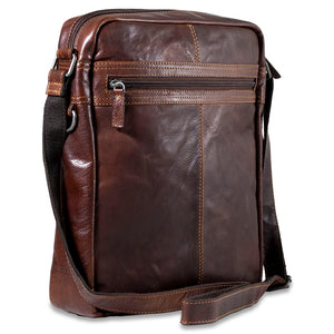 Voyager Large Zippered Crossbody Bag #7206 Brown Left Back