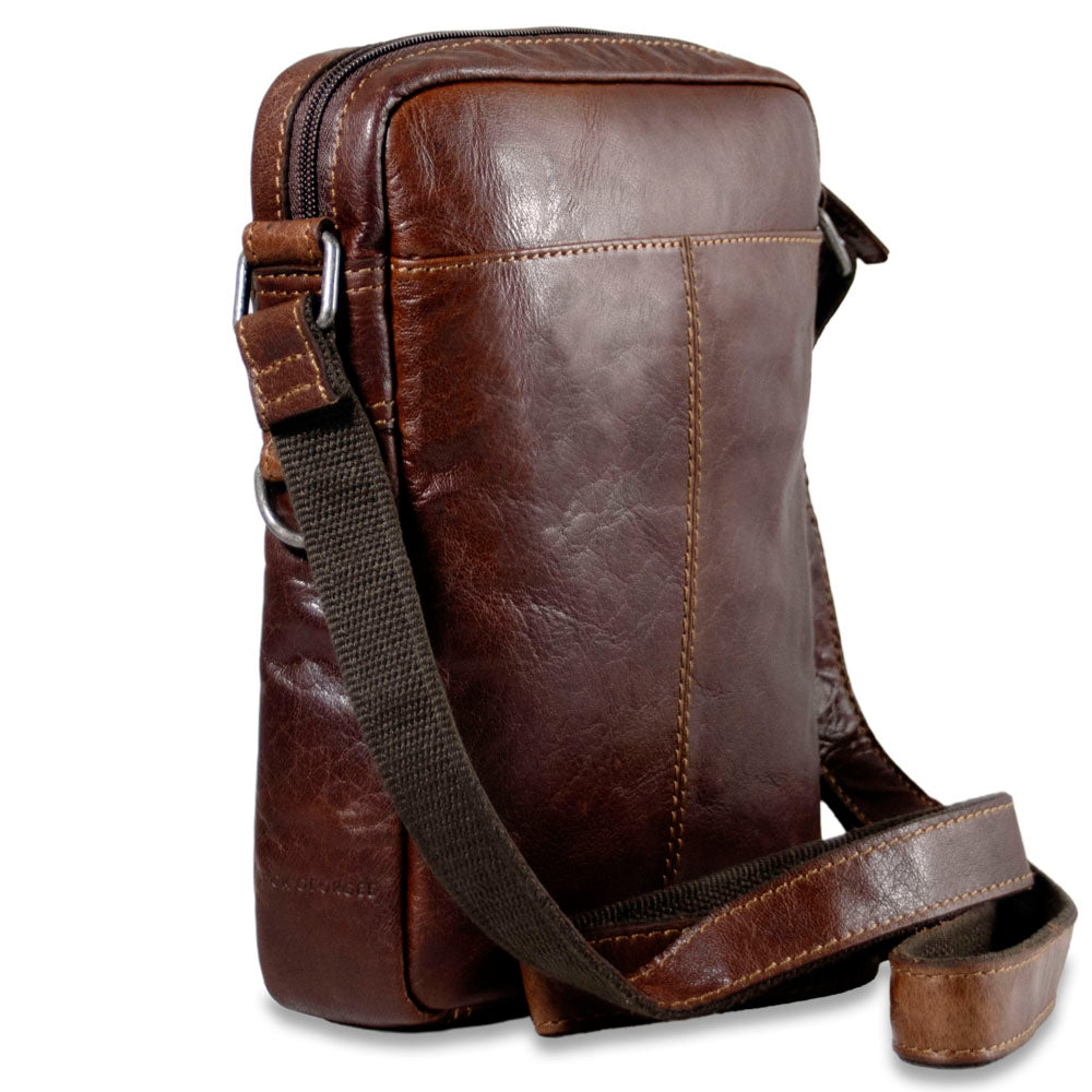 crossbody travel bag men's Leather Slim Crossbody w/Zippered Pocket Voyager #7213