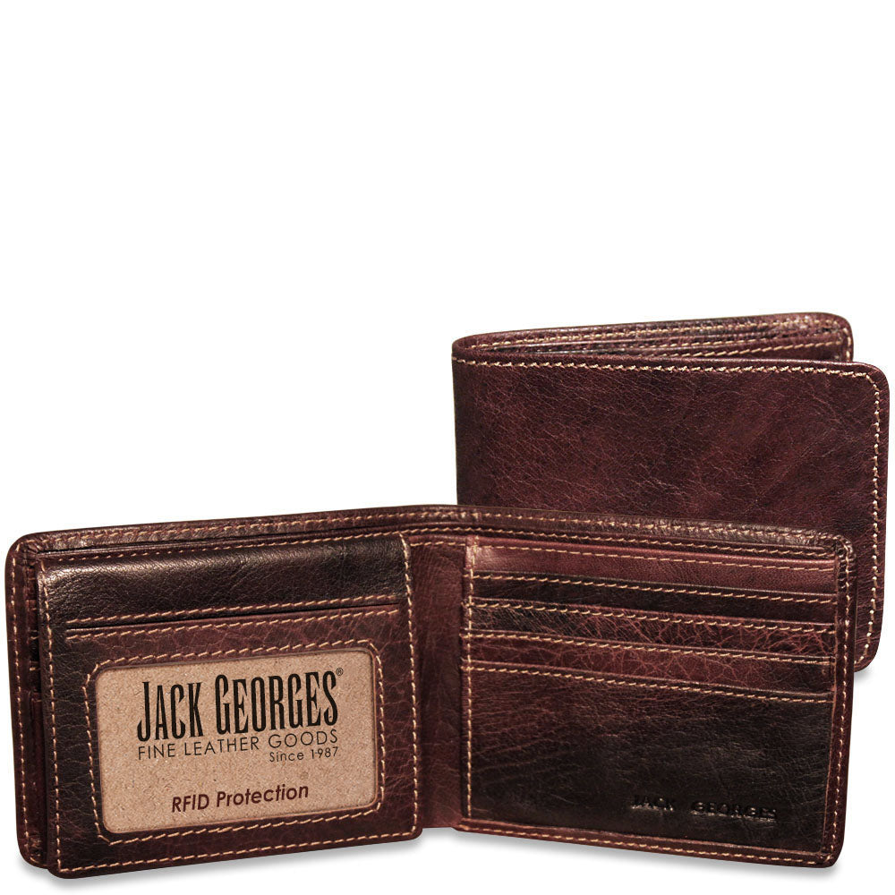 Voyager Bifold Wallet with ID Flap #7302 Brown