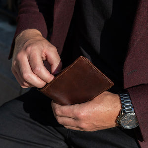 Voyager Bifold Wallet with ID Flap #7302 Brown Lifestyle