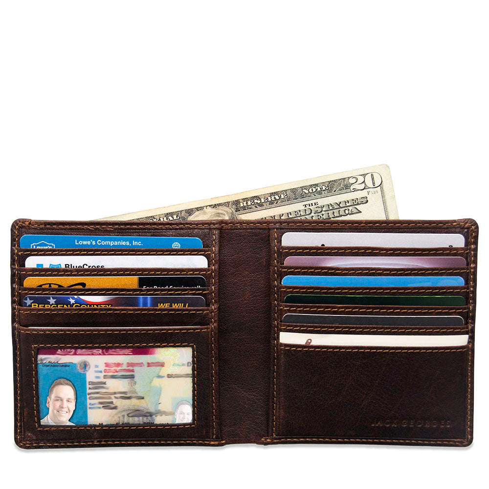 Voyager Bifold Wallet with ID Flap #7302 Brown