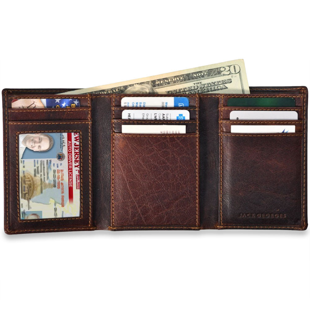 Voyager Bifold Wallet with ID Flap #7302 Brown