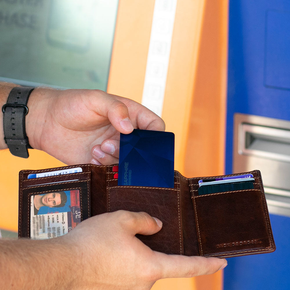 Voyager Tri-Fold Wallet #7305 Brown Lifestyle