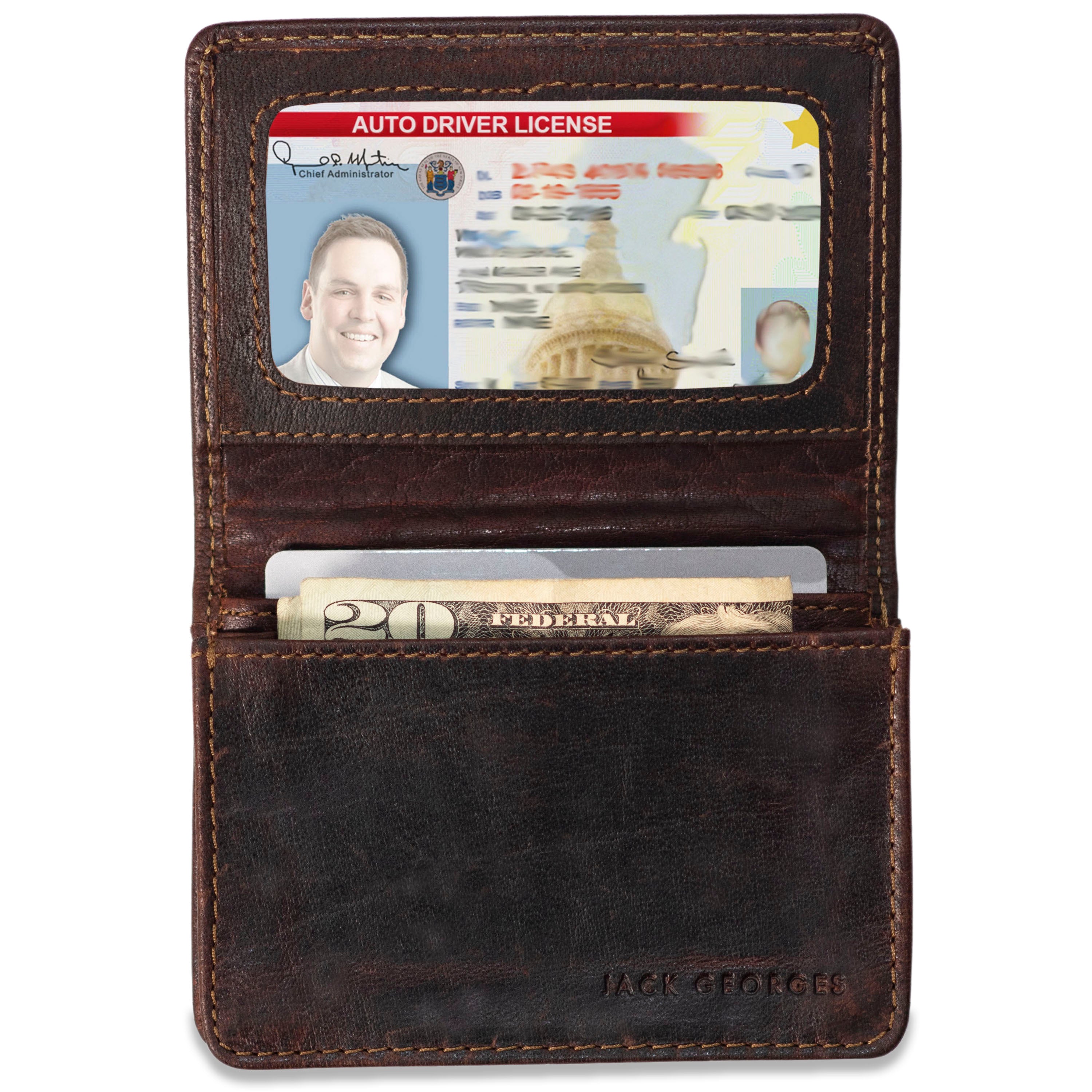 Leather Business Card Holder w/RFID - Voyager #7306 | Jack Georges Brown Leather Business Card Holder w/RFID - Voyager #7306 | Jack Georges Brown