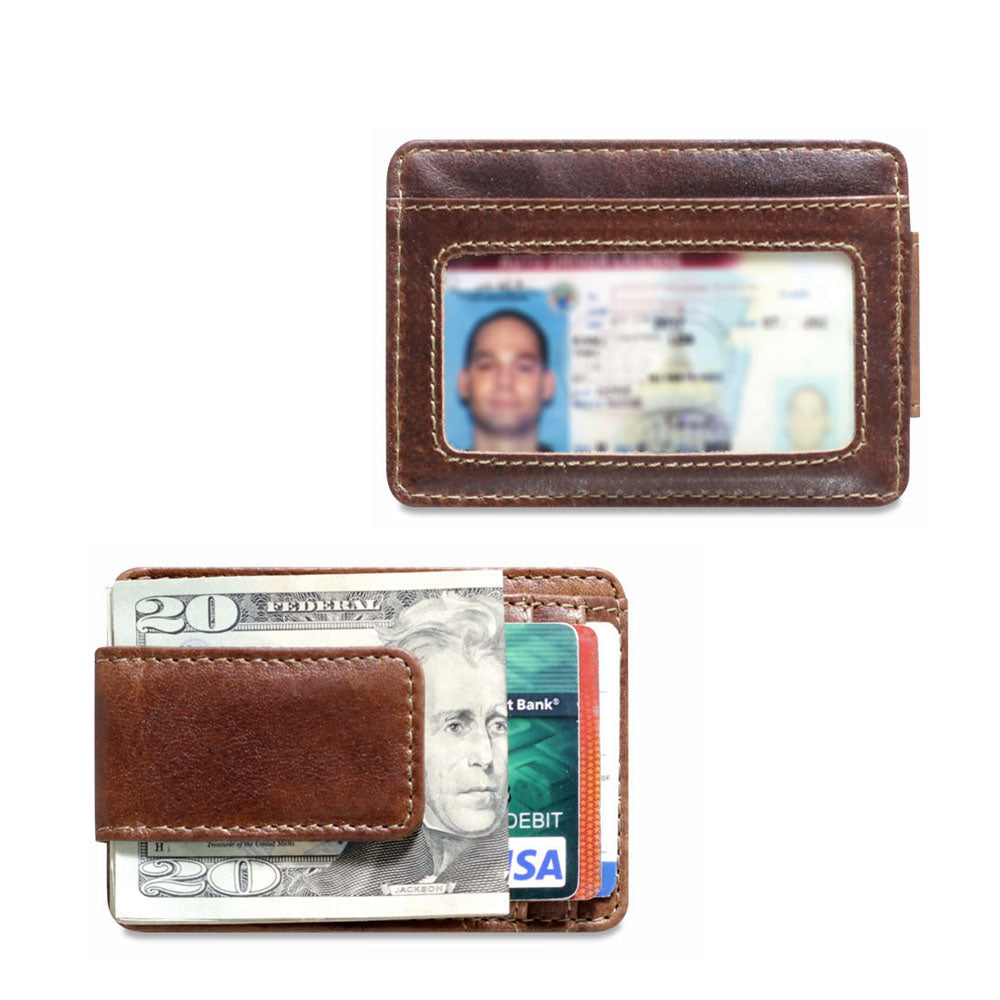 Credit Card Case & Money Clip: Brown Caviar