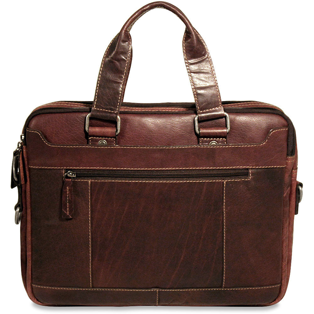 Voyager Slim Zippered Briefcase #7320 Brown Front