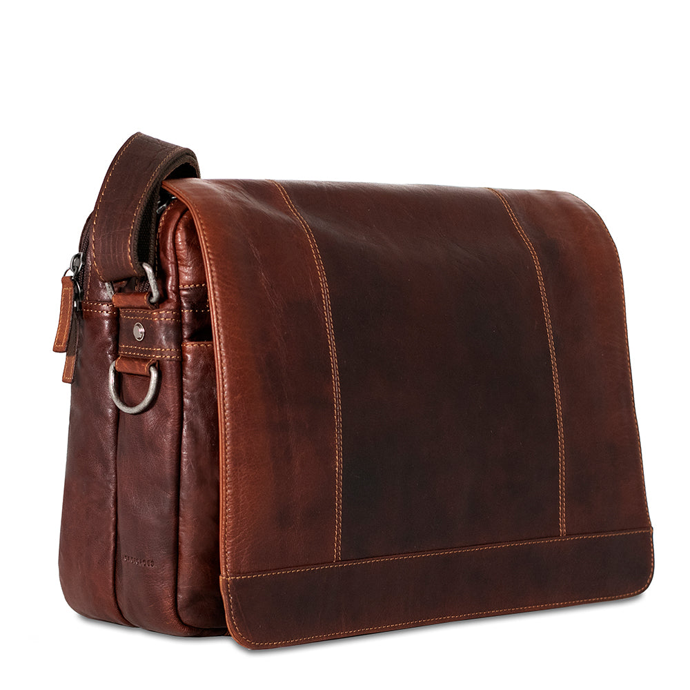 Voyager Large Travel Messenger Bag #7325 Brown Left Front