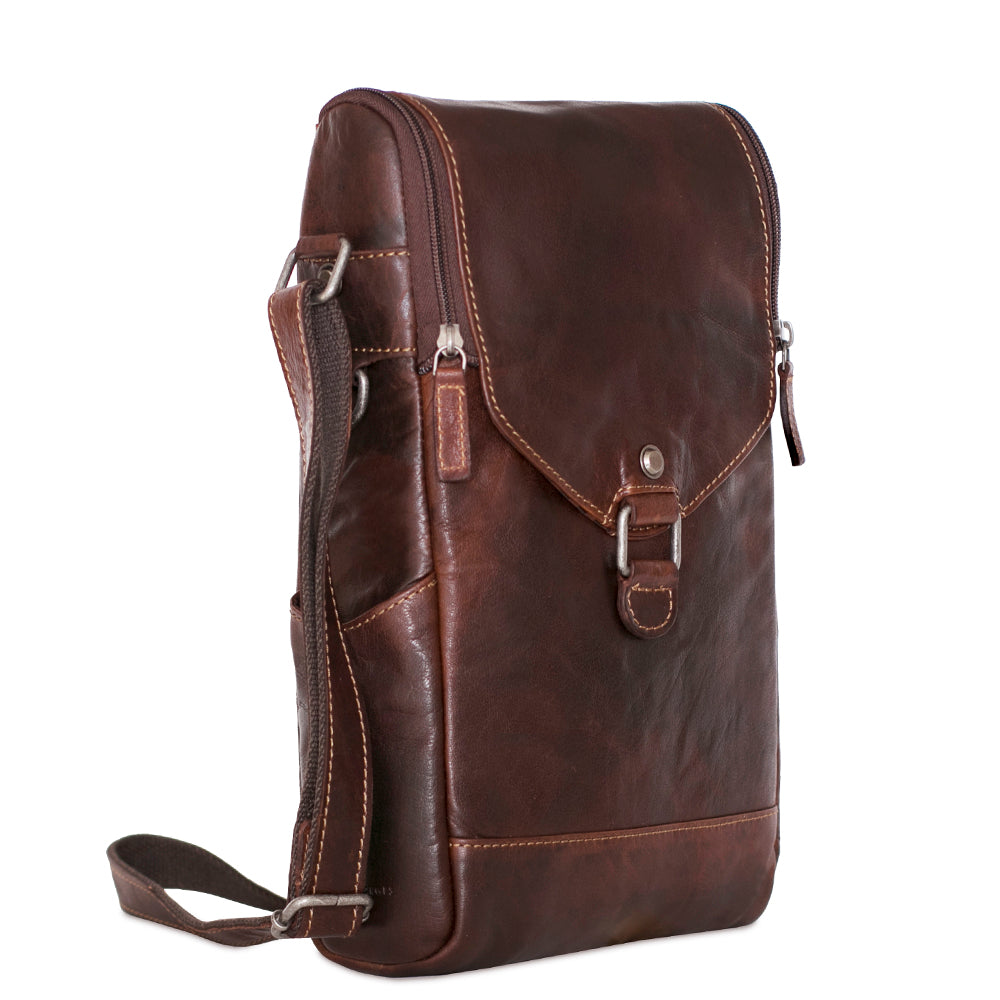Voyager Crossbody Messenger & Wine Bag #7513 Brown Left Front