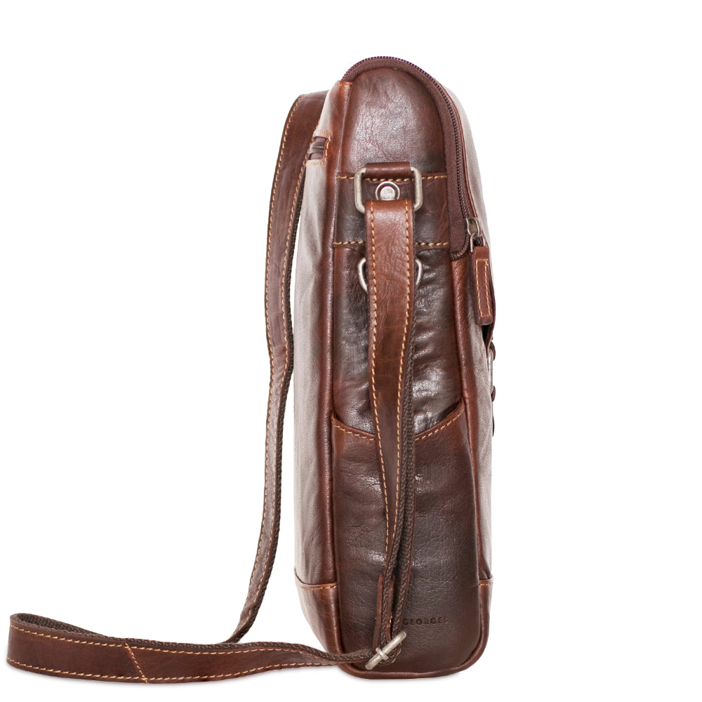Voyager Crossbody Messenger & Wine Bag #7513 Brown Left Side
