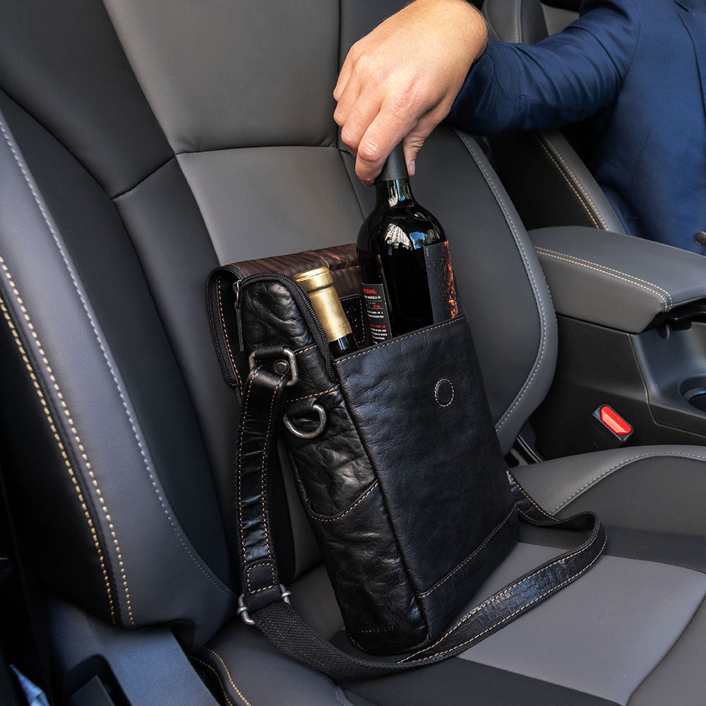 Voyager Crossbody Messenger & Wine Bag #7513 Black Lifestyle