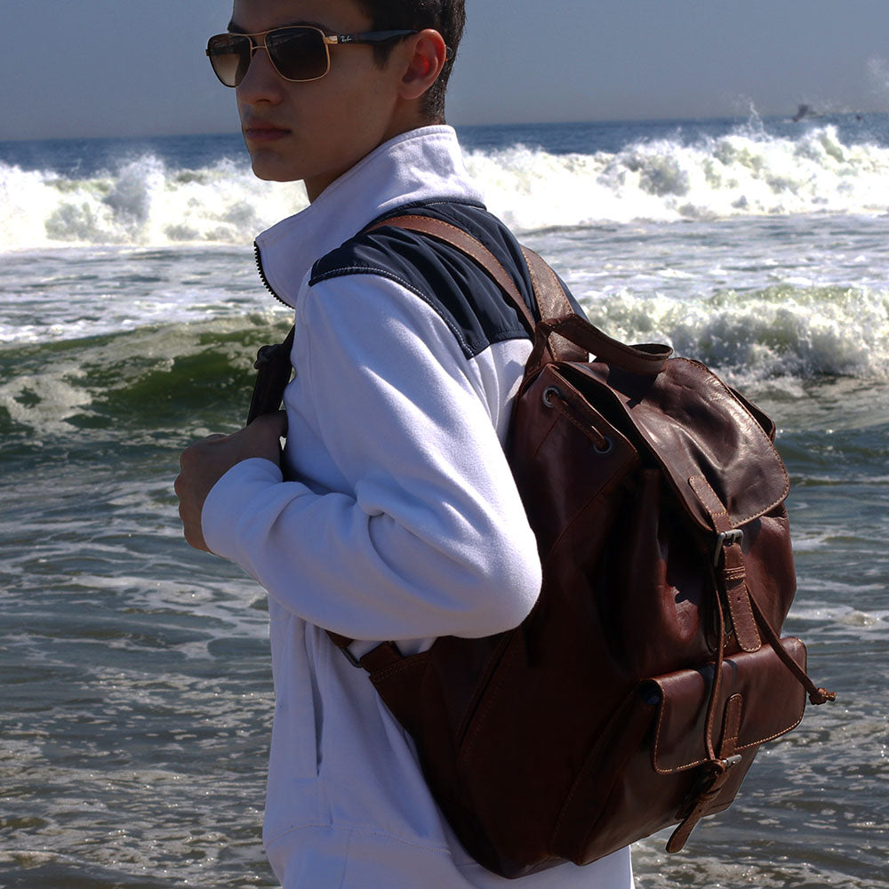 Voyager Drawstring Backpack #7517 Brown Lifestyle 2