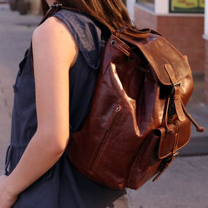 Voyager Drawstring Backpack #7517 Brown Lifestyle 3