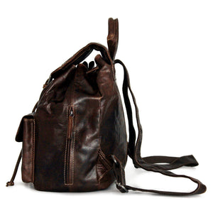Voyager Drawstring Backpack #7517 Brown Left Side
