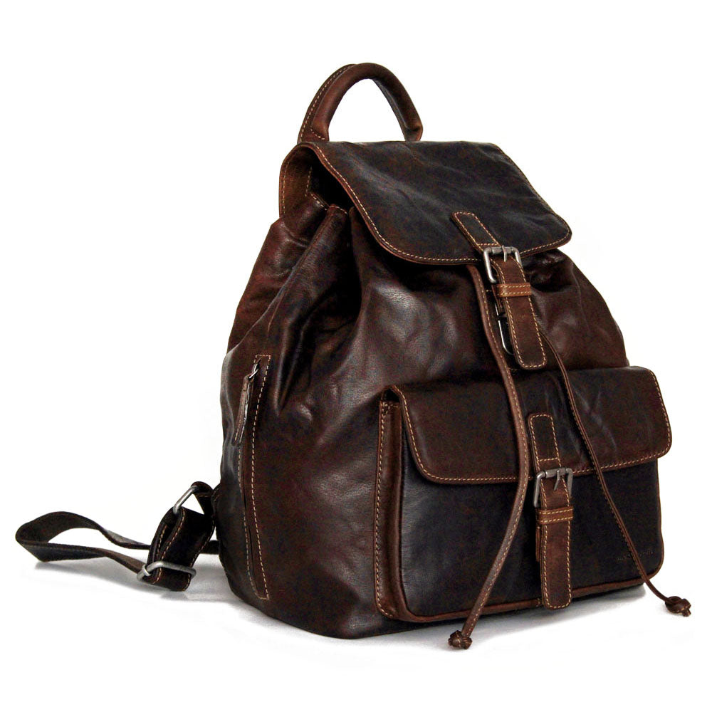 Voyager Drawstring Backpack #7517 Brown Right Front