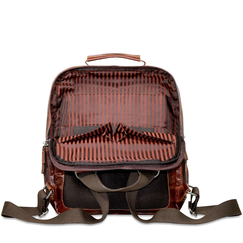 Voyager Compact Convertible Backpack/Messenger Bag #7534 Brown Back Interior