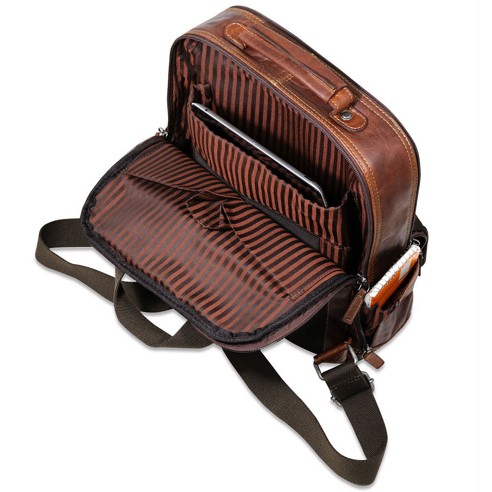Voyager Compact Convertible Backpack/Messenger Bag #7534 Brown Interior Filled