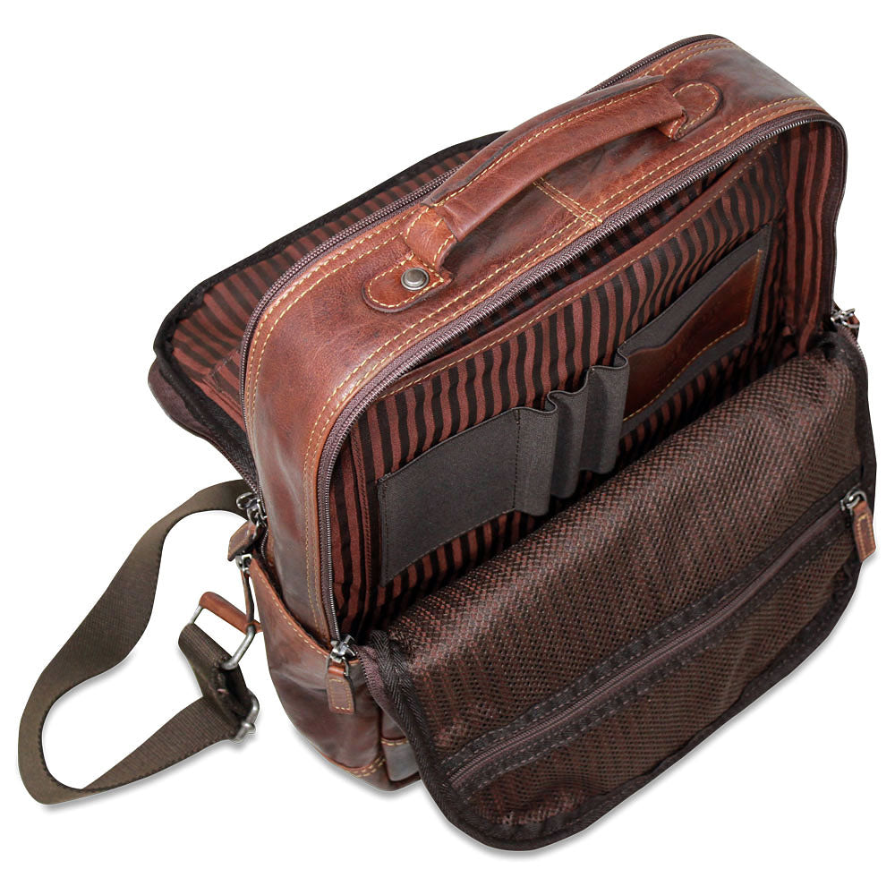 Voyager Compact Convertible Backpack/Messenger Bag #7534 Brown Right Interior