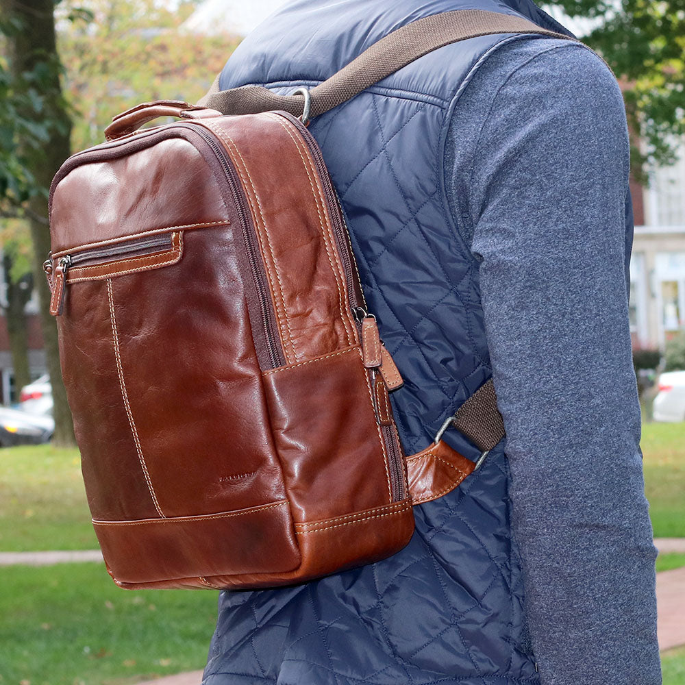 Voyager Compact Convertible Backpack/Messenger Bag #7534 Brown Lifestyle