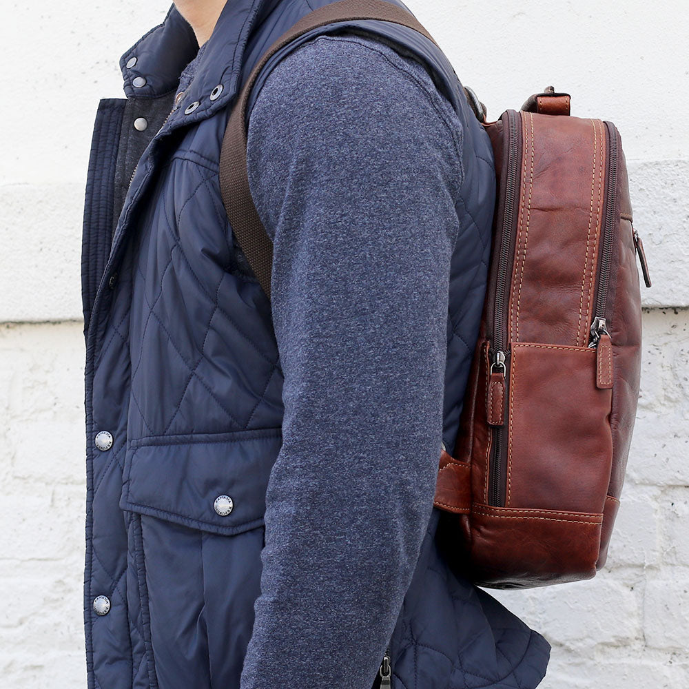 Voyager Compact Convertible Backpack/Messenger Bag #7534 Brown Lifestyle