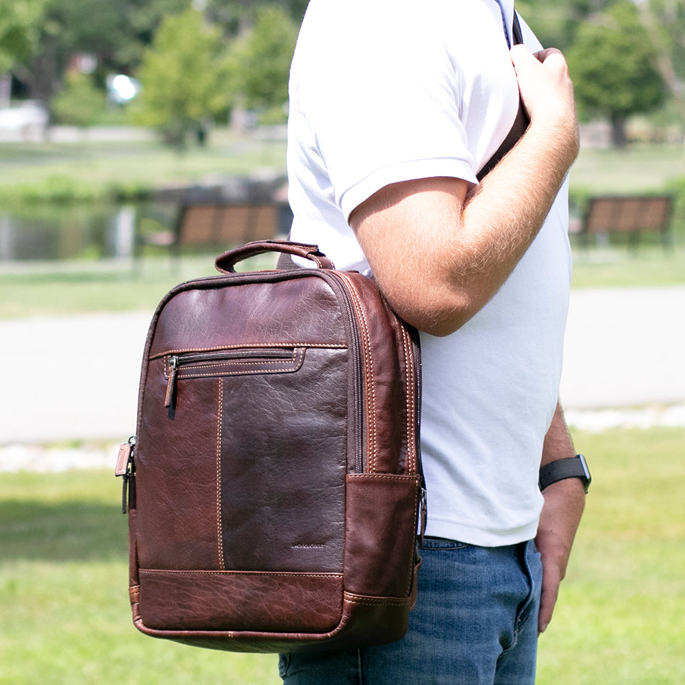 Voyager Compact Convertible Backpack/Messenger Bag #7534 Brown Lifestyle 2