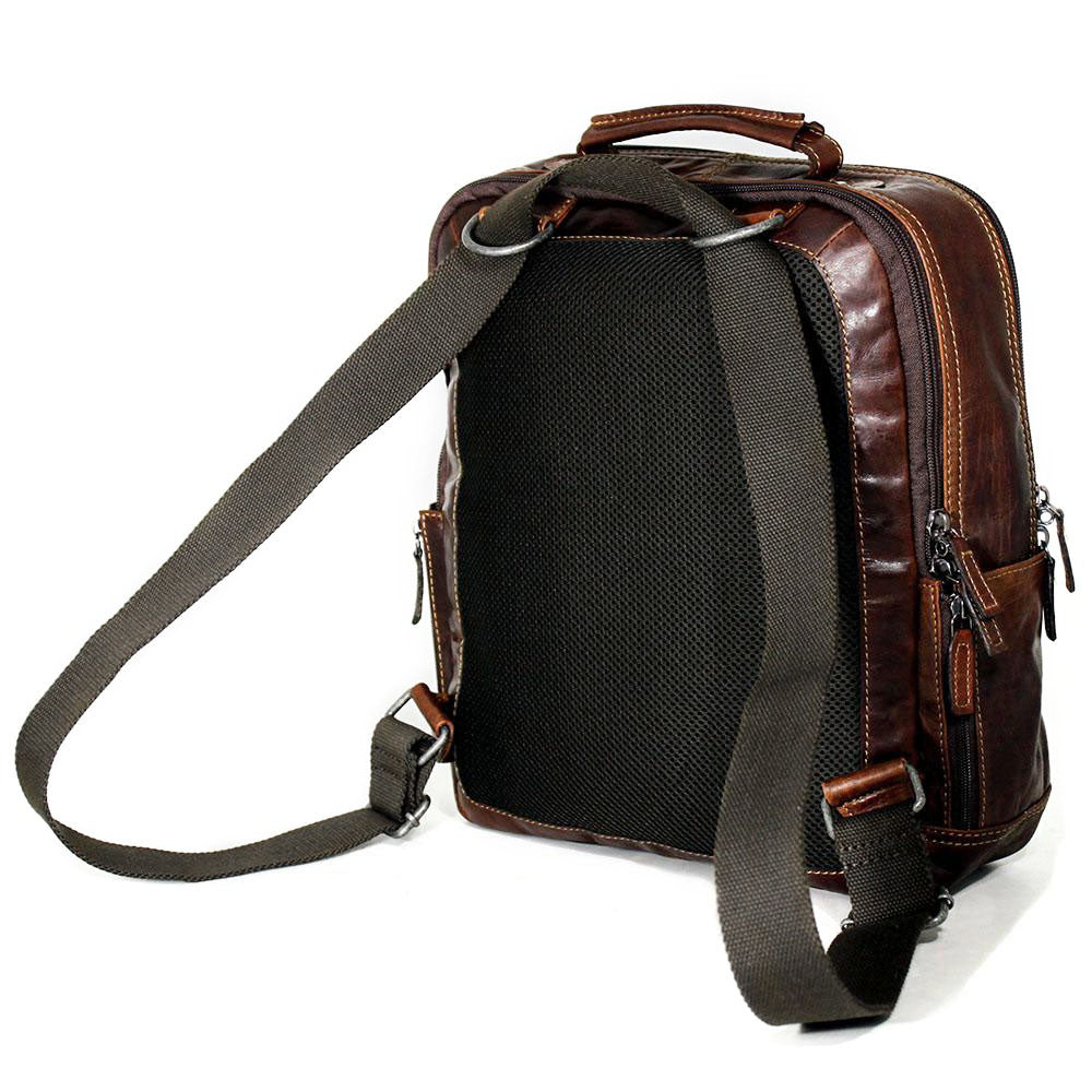 Voyager Compact Convertible Backpack/Messenger Bag #7534 Brown Right Back