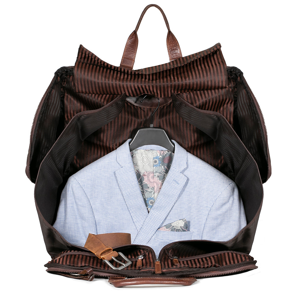 Voyager Large Convertible Valet Bag #7550 Brown Interior Filled