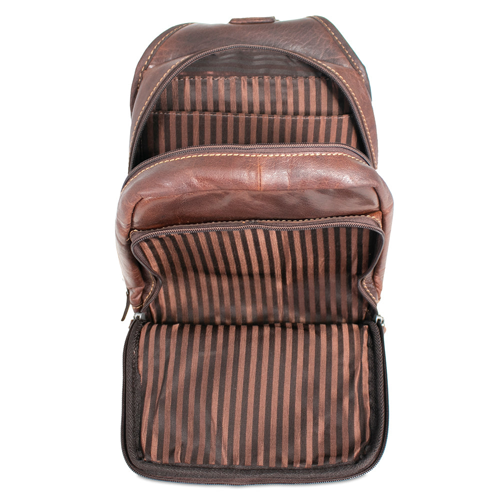 Voyager Sling Bag #7582 Brown Front Interior